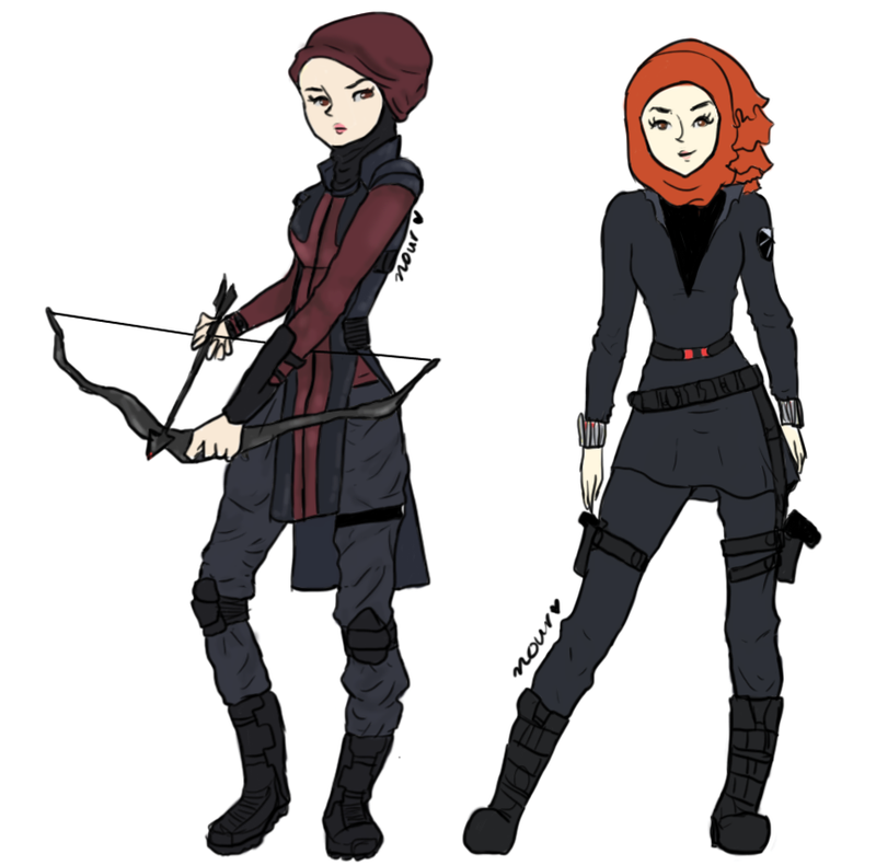 Illustration for article titled Hijab-Wearing Lady Draws Herself As Different Marvel Superheroes